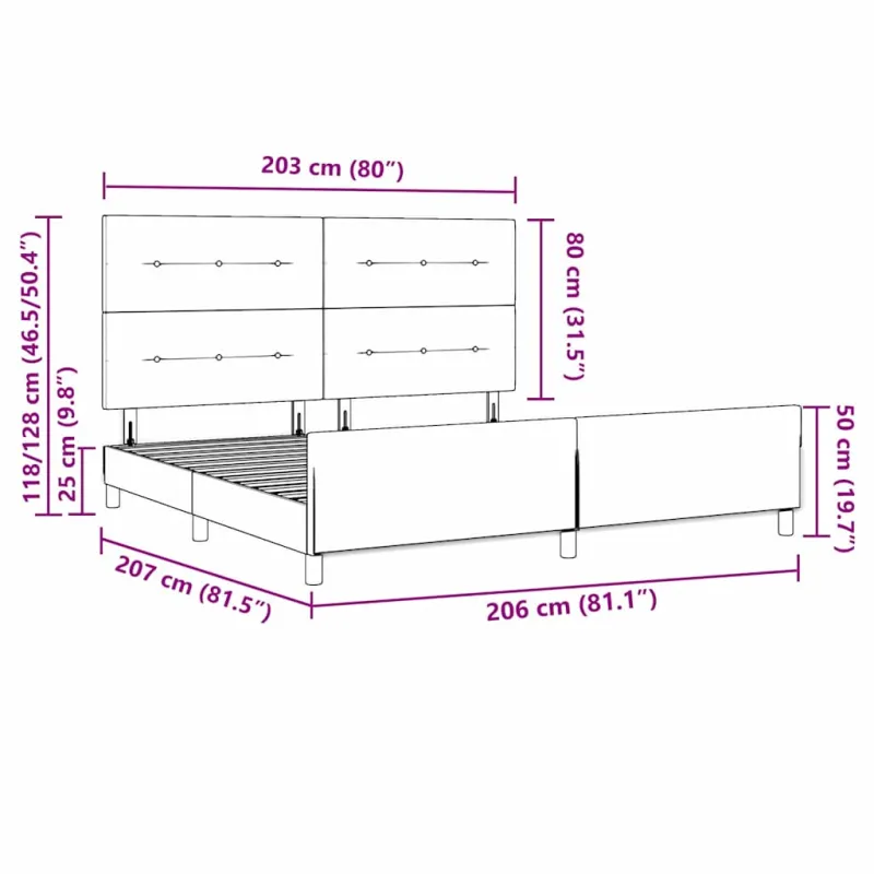 Kiemas lova su galvūgalio Tamsiai mėlyna 200 x 200 cm Aksomas
