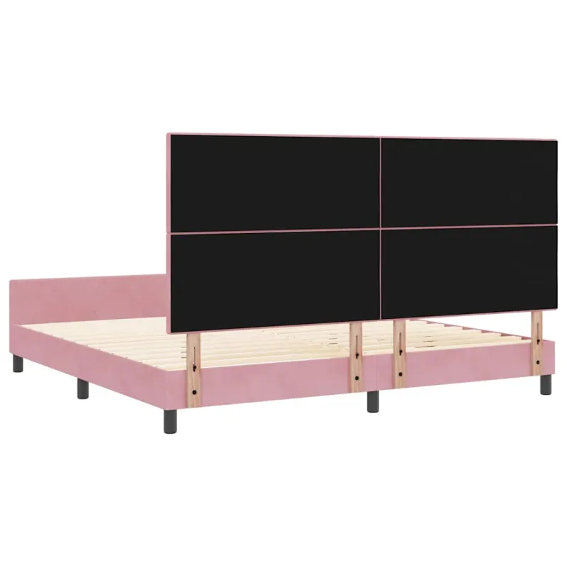 Kiemas lova su galvūgalio Rožinė 200 x 200 cm Aksomas