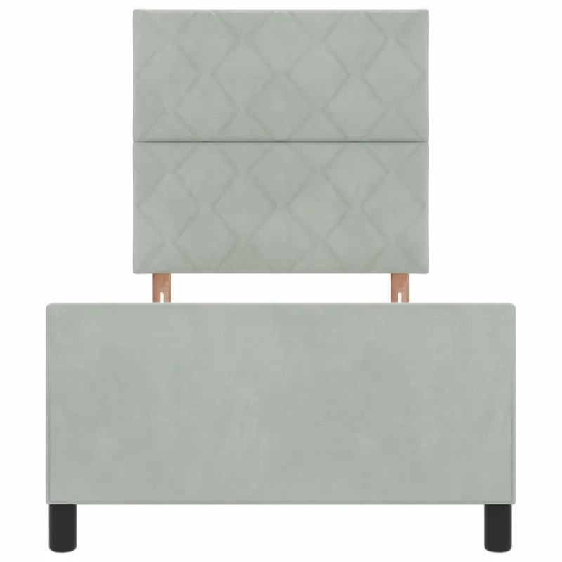 Kiemas lova su galvūgalio Šviesiai pilka 90 x 190 cm Aksomas