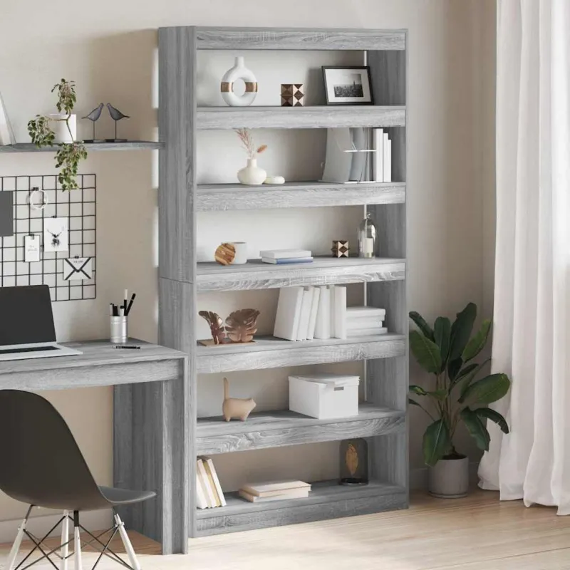 Knygų spinta Pilkas Sonoma 100 x 30 x 198 cm Apdirbta mediena