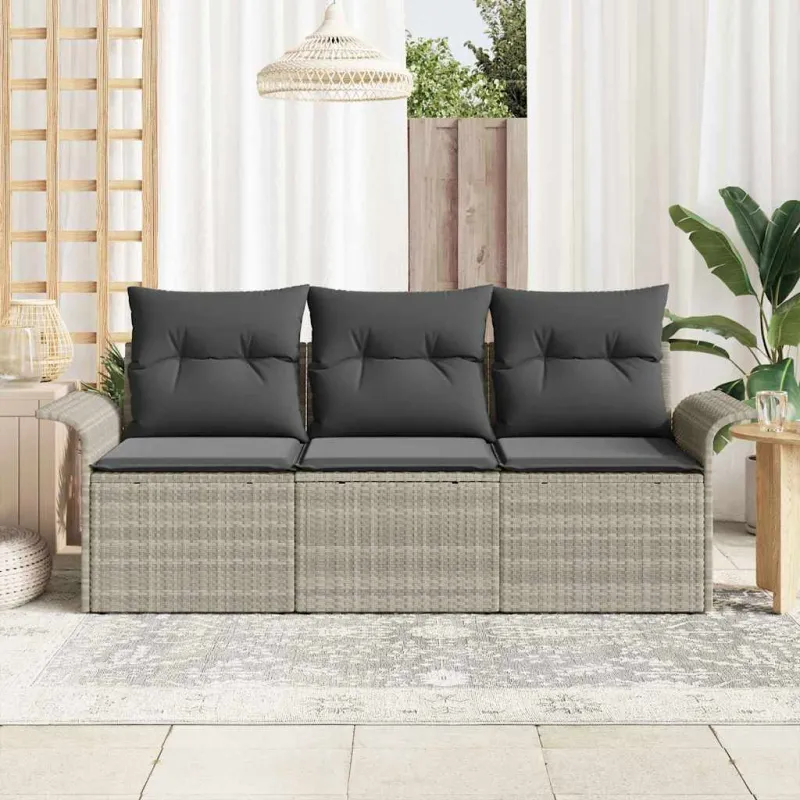 Sofos komplektas su pagalve 3 pcs Pilka poliratanas