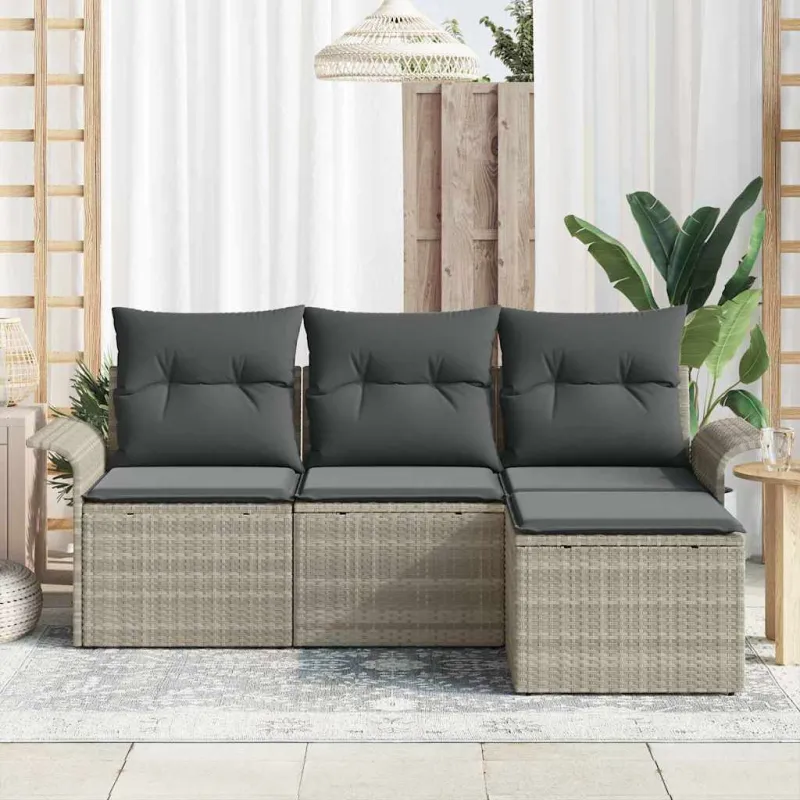 Sofos komplektas su pagalve 4 pcs Pilka poliratanas