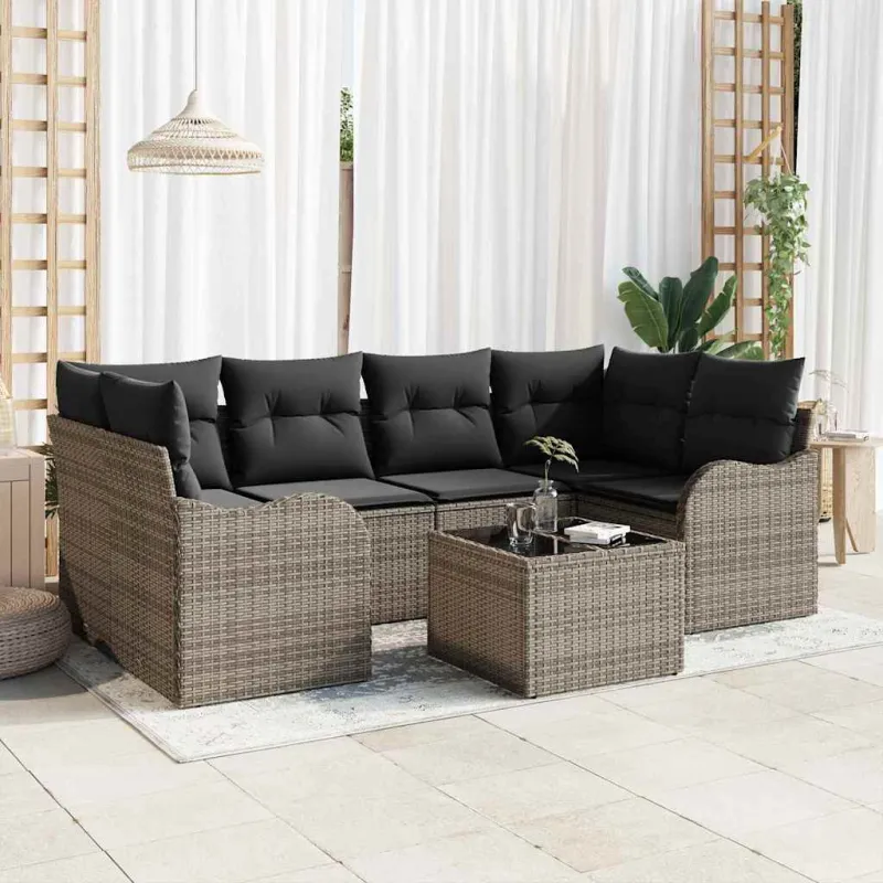 Sodo Sofų Rinkinys Pilka 55 x 55 x 37 cm poliratanas