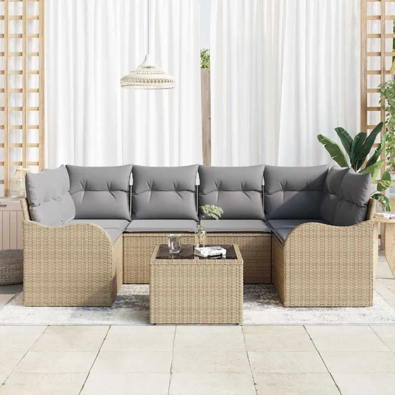Sodo Sofų Rinkinys Smėlio 55 x 55 x 37 cm poliratanas
