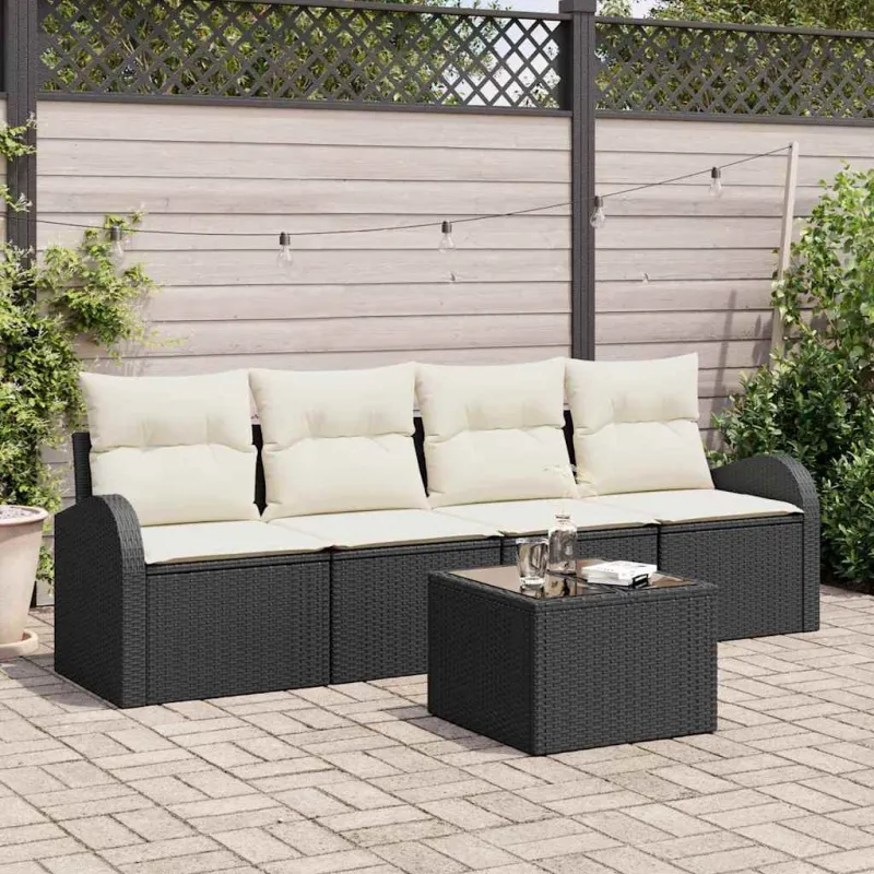Sodo Sofų Rinkinys Juoda 55 x 55 x 37 cm poliratanas
