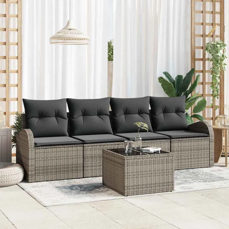 Sodo Sofų Rinkinys Pilka 55 x 55 x 37 cm poliratanas