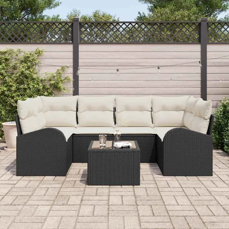 Sodo Sofų Rinkinys Juoda 55 x 55 x 37 cm poliratanas