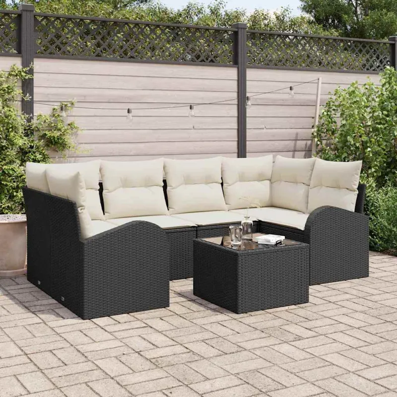 Sodo Sofų Rinkinys Juoda 55 x 55 x 37 cm poliratanas