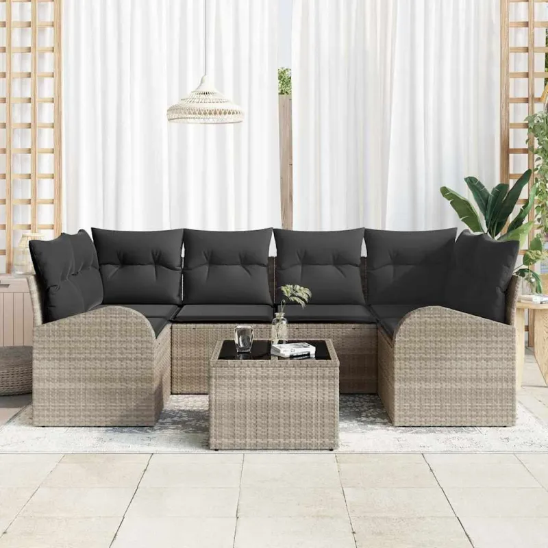 Sodo Sofų Rinkinys Šviesiai pilka 55 x 55 x 37 cm poliratanas