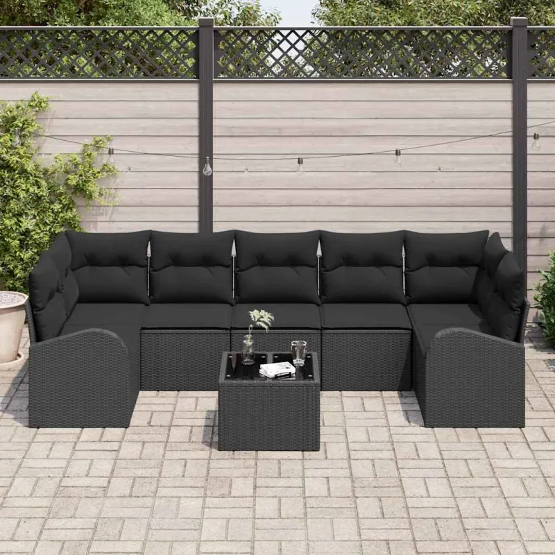 Sodo Sofų Rinkinys Juoda 55 x 55 x 37 cm poliratanas