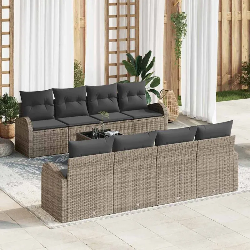 Sodo Sofų Rinkinys Pilka 55 x 55 x 37 cm poliratanas