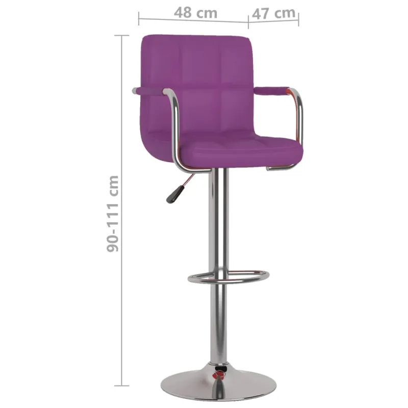 Baro taburetės, 2vnt., violetinės spalvos, dirbtinė oda