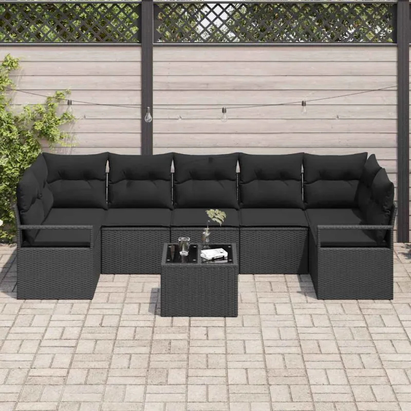 Sofos komplektas 8 pcs Juoda poliratanas