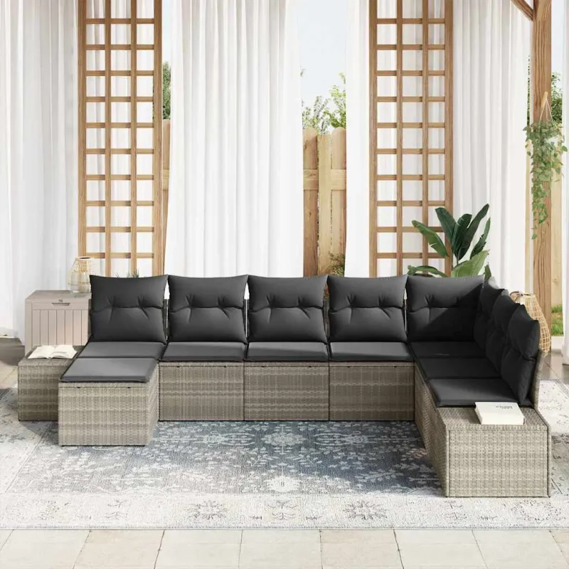 Sodo Sofų Rinkinys su pagalve 8 pcs poliratanas