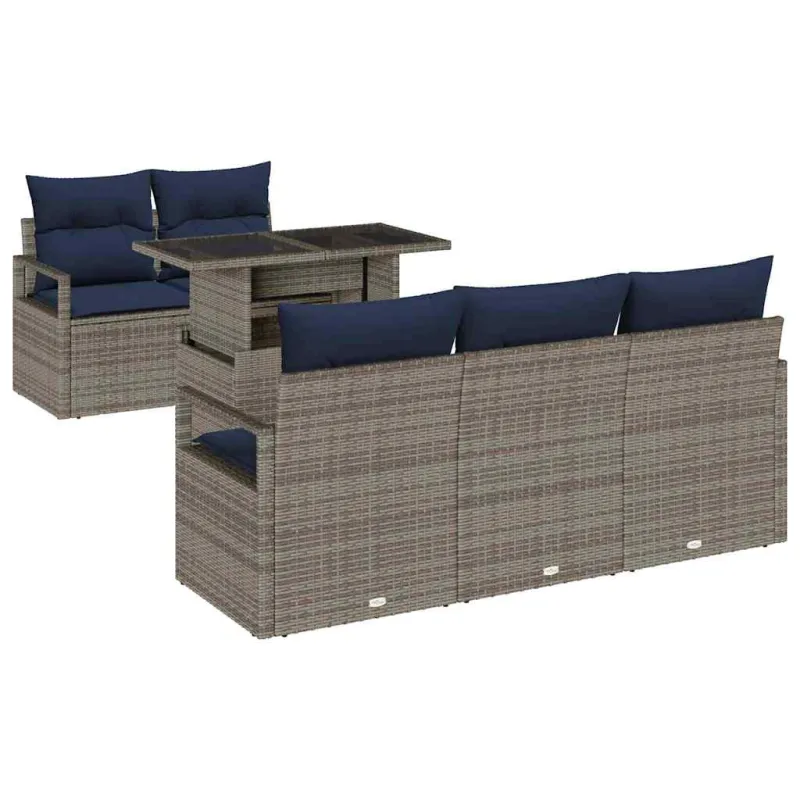 Sodo Sofų Rinkinys su saugykla 6 pcs Pilka poliratanas