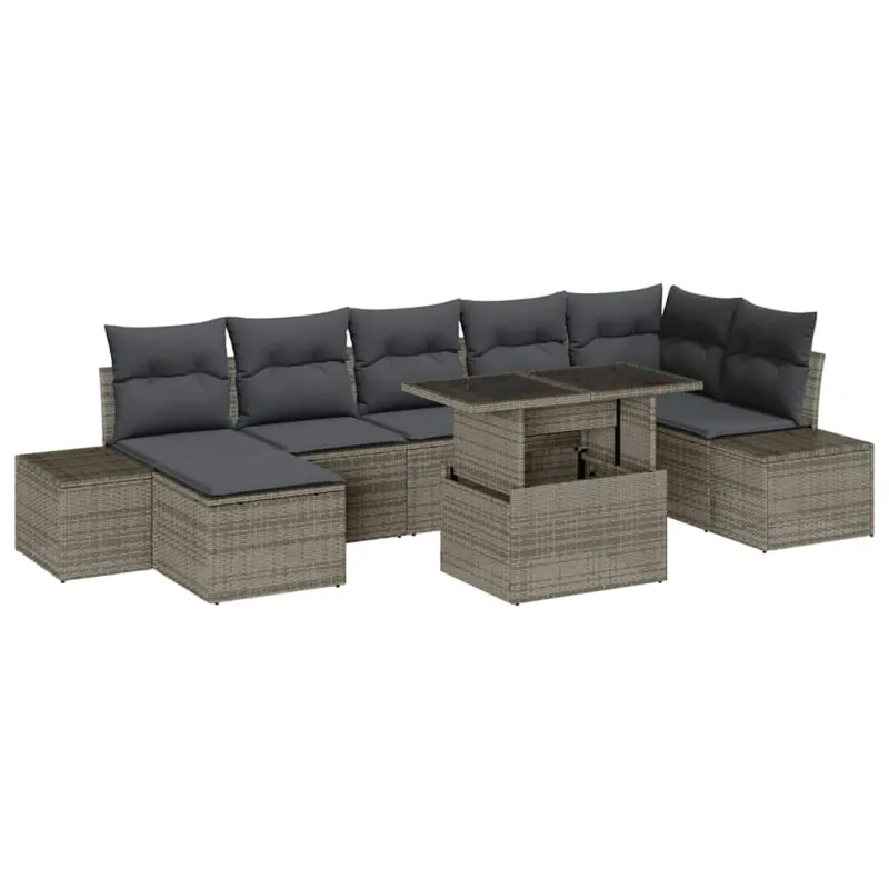 Sodo Sofų Rinkinys su pagalve 8 pcs Pilka