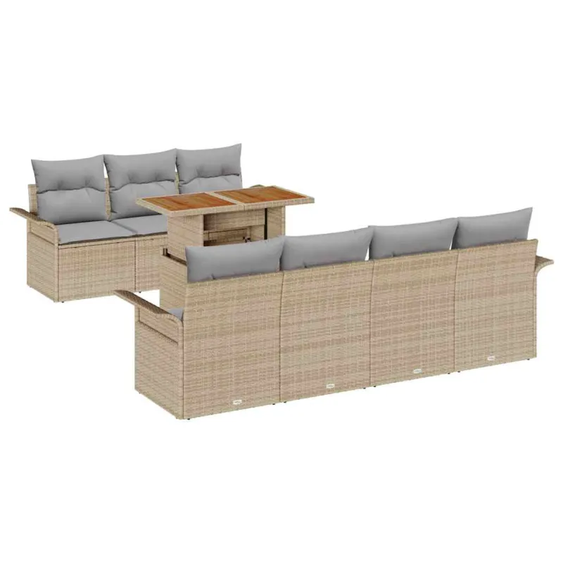 Sodo Sofų Rinkinys 8 pcs smėlio ir šviesiai pilkos spalvos