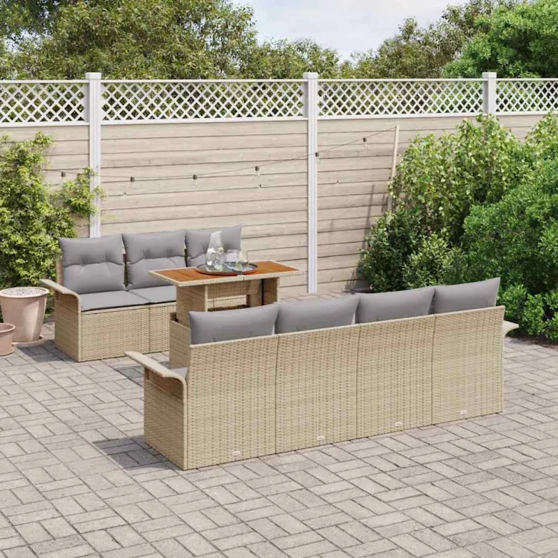 Sodo Sofų Rinkinys 8 pcs smėlio ir šviesiai pilkos spalvos
