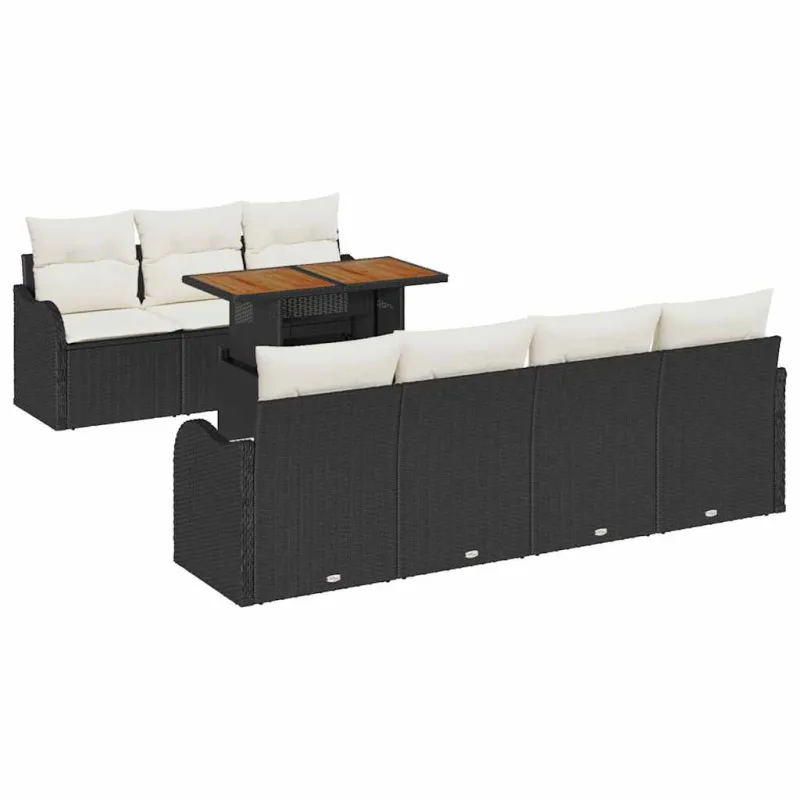 Sodo Sofų Rinkinys su pagalve 8 pcs Juoda ir kreminė