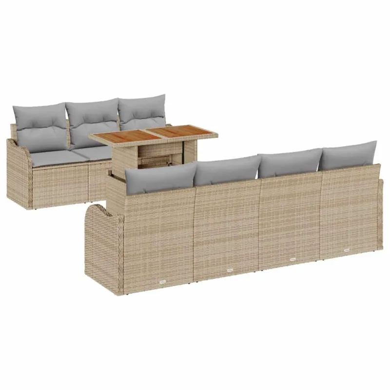 Sodo Sofų Rinkinys 8 pcs smėlio ir šviesiai pilkos spalvos