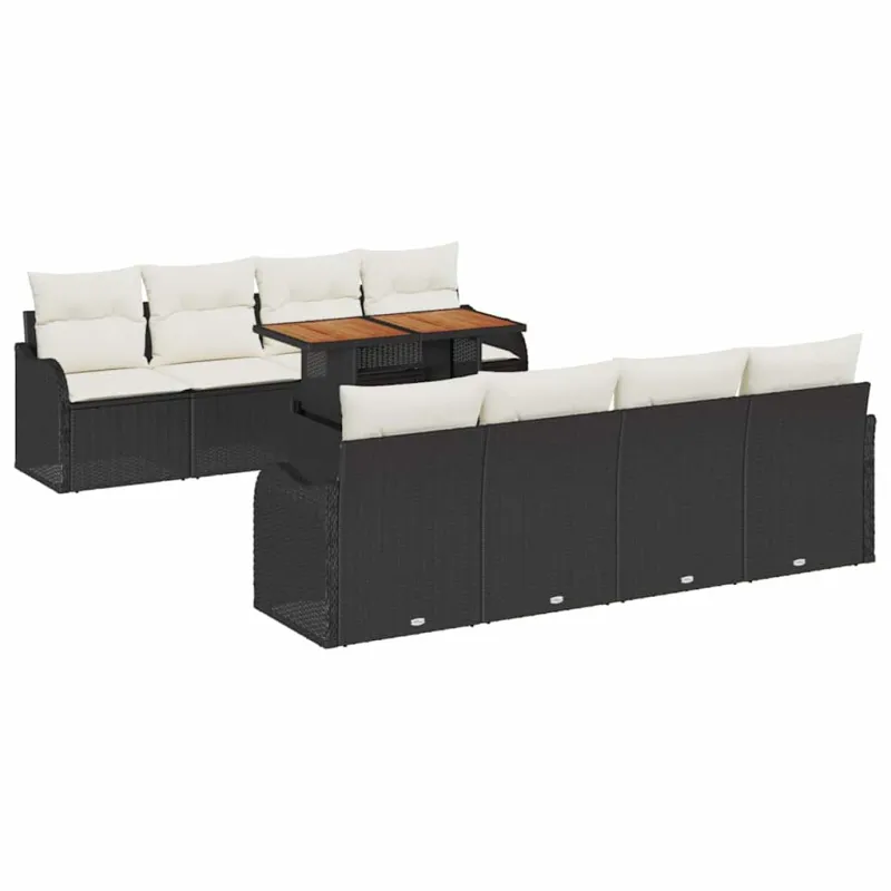 Sodo Sofų Rinkinys su pagalve 7 pcs Juoda ir kreminė