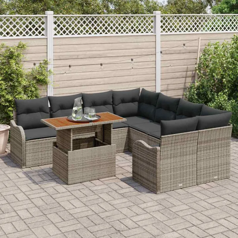 Sodo Sofų Rinkinys su pagalve 7 pcs Pilka