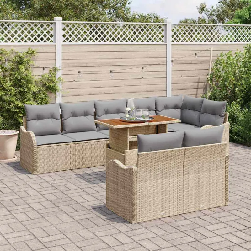 Sodo Sofų Rinkinys 9 pcs smėlio ir šviesiai pilkos spalvos
