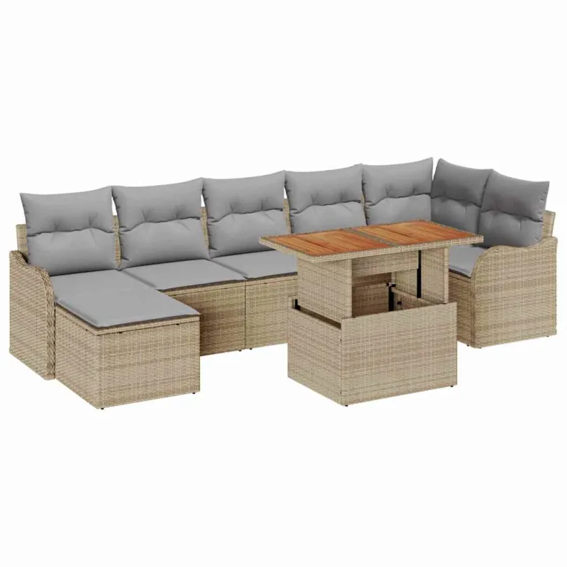 Sodo Sofų Rinkinys 8 pcs smėlio ir šviesiai pilkos spalvos