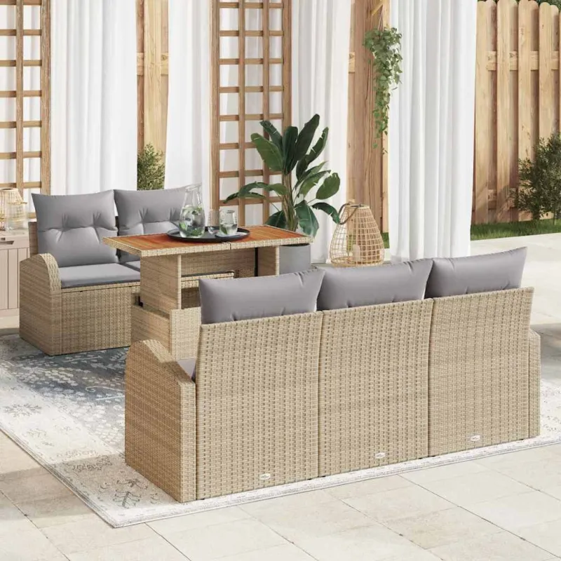 Sodo Sofų Rinkinys 6 pcs smėlio ir šviesiai pilkos spalvos