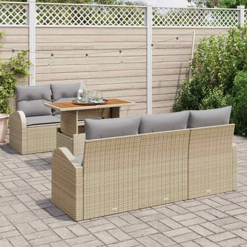 Sodo Sofų Rinkinys 6 pcs smėlio ir šviesiai pilkos spalvos