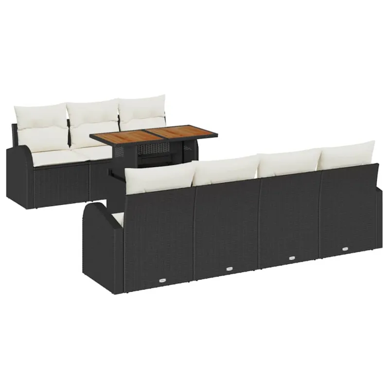 Sodo Sofų Rinkinys su pagalve 8 pcs Juoda ir kreminė