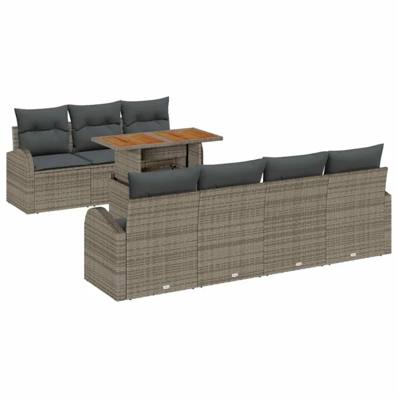 Sodo Sofų Rinkinys su pagalve 8 pcs Pilka