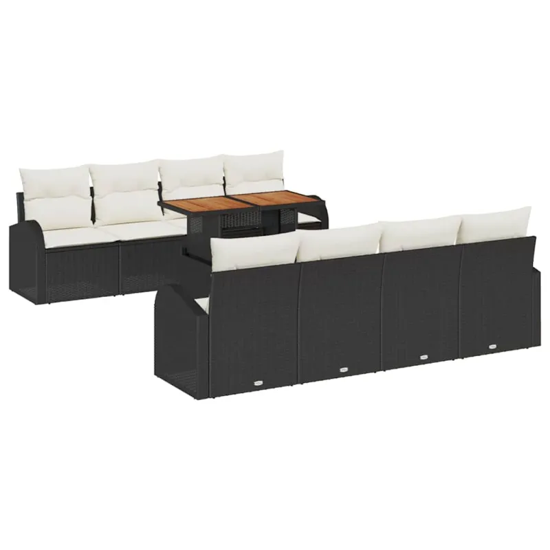 Sodo Sofų Rinkinys su pagalve 7 pcs Juoda ir kreminė