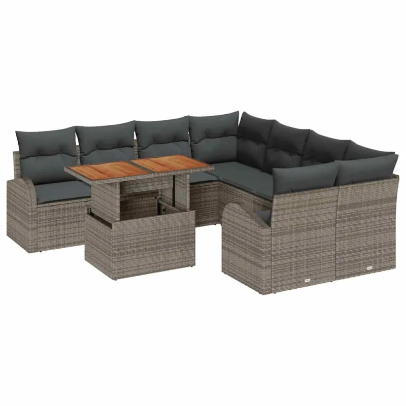 Sodo Sofų Rinkinys su pagalve 9 pcs Pilka