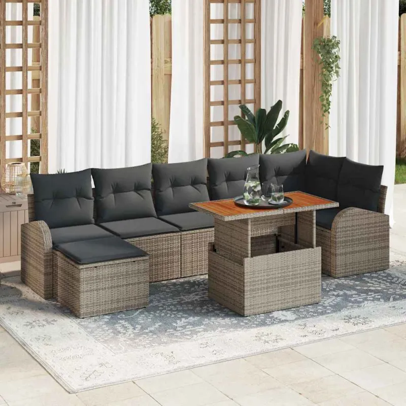 Sodo Sofų Rinkinys su pagalve 8 pcs Pilka