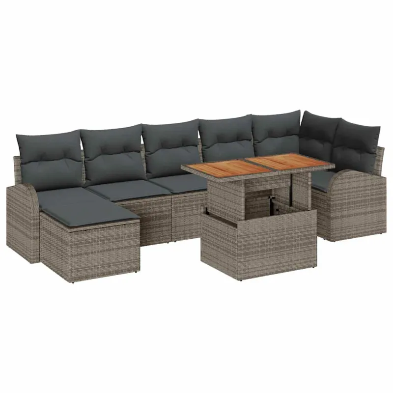 Sodo Sofų Rinkinys su pagalve 8 pcs Pilka