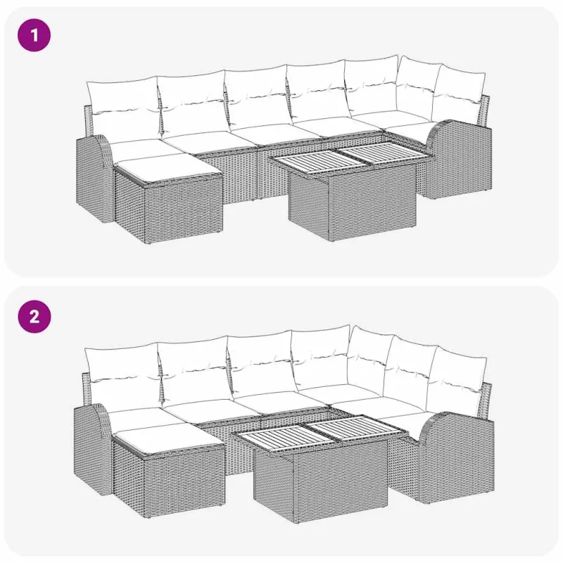 Sodo Sofų Rinkinys su pagalve 8 pcs Pilka
