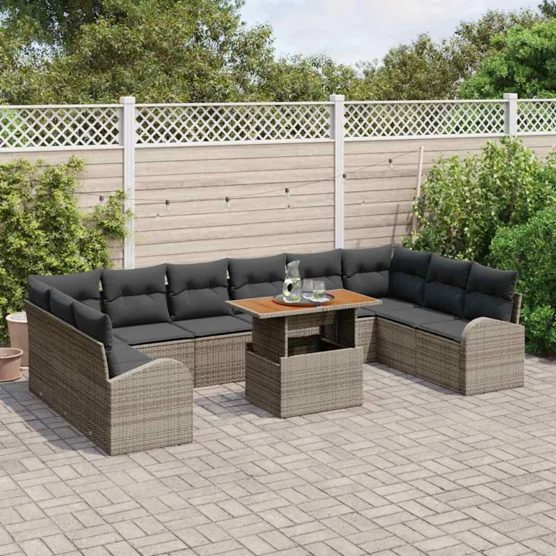 Sodo Sofų Rinkinys su pagalve 11 pcs Pilka