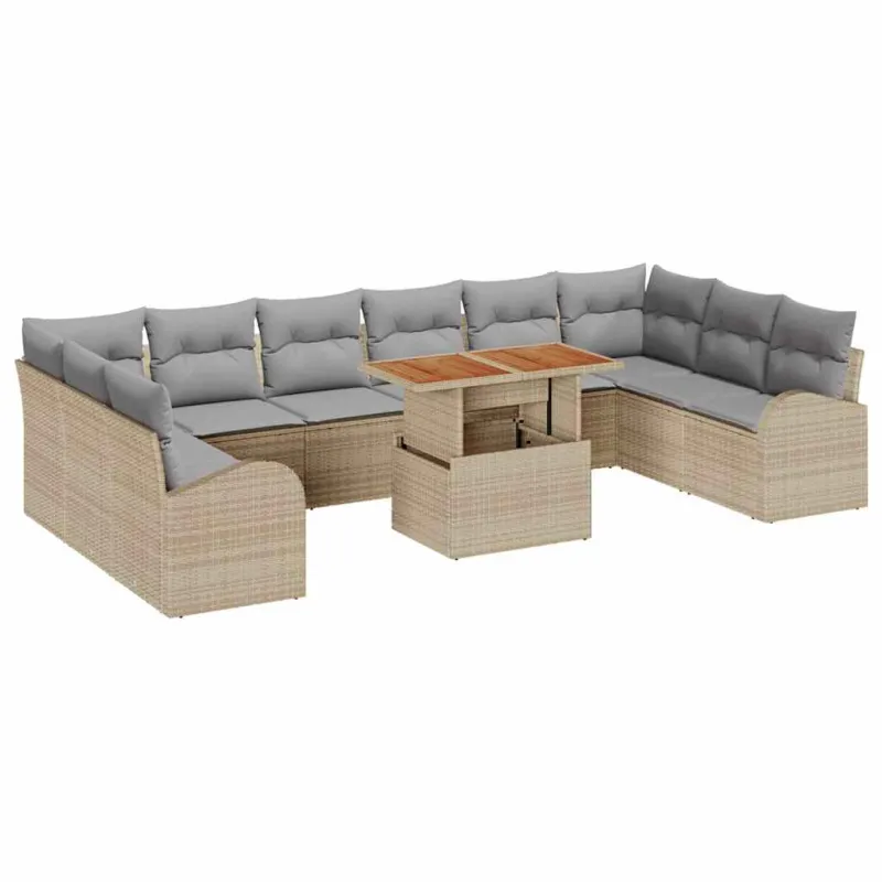 Sodo Sofų Rinkinys 11 pcs smėlio ir šviesiai pilkos spalvos