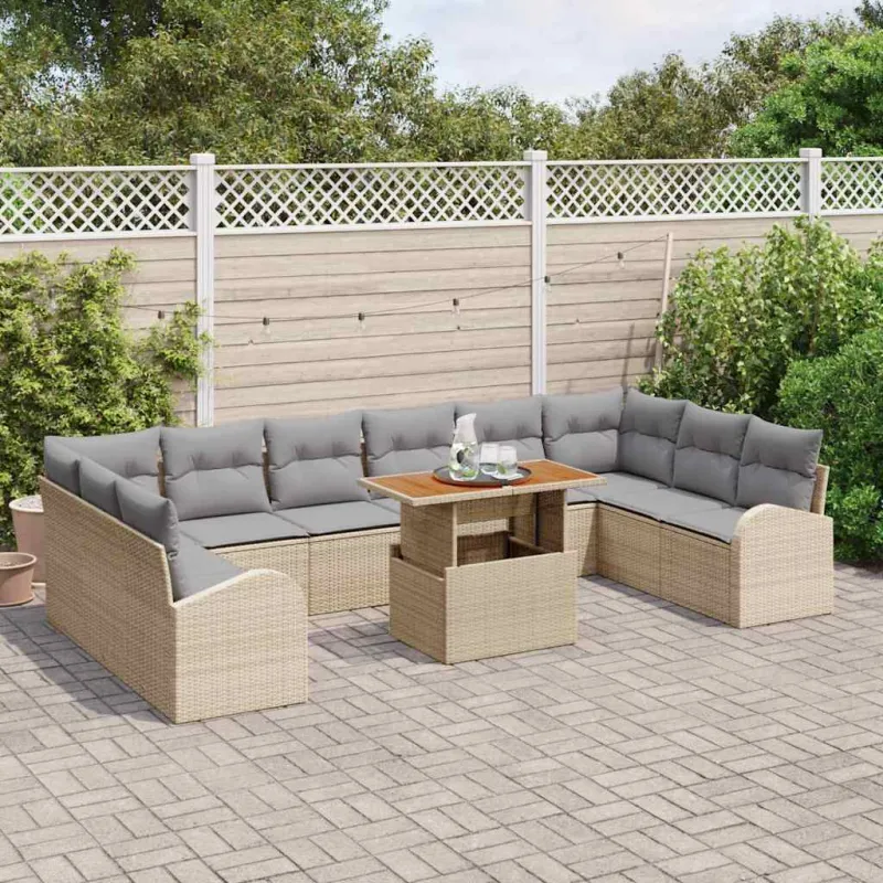 Sodo Sofų Rinkinys 11 pcs smėlio ir šviesiai pilkos spalvos