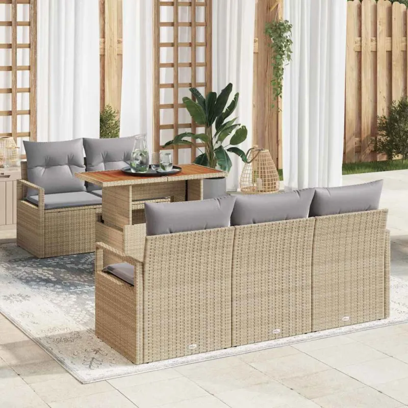 Sodo Sofų Rinkinys 6 pcs smėlio ir šviesiai pilkos spalvos