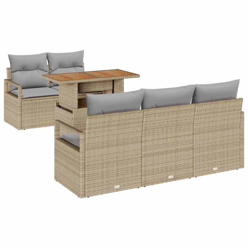Sodo Sofų Rinkinys 6 pcs smėlio ir šviesiai pilkos spalvos