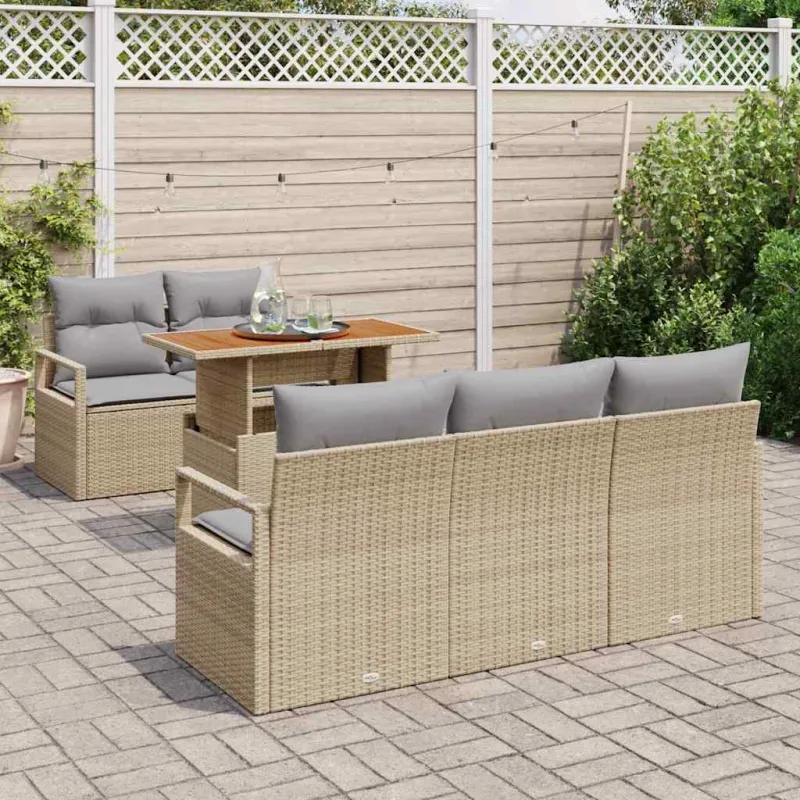 Sodo Sofų Rinkinys 6 pcs smėlio ir šviesiai pilkos spalvos
