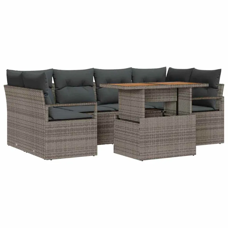 Sodo Sofų Rinkinys su pagalve 7 pcs Pilka