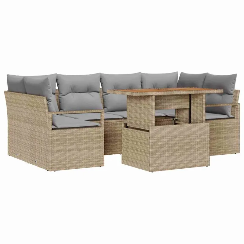 Sodo Sofų Rinkinys 7 pcs smėlio ir šviesiai pilkos spalvos