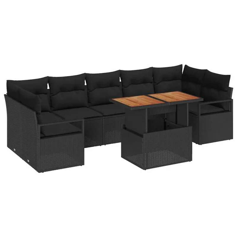 Sodo Sofų Rinkinys su pagalve 8 pcs Juoda ir Ruda
