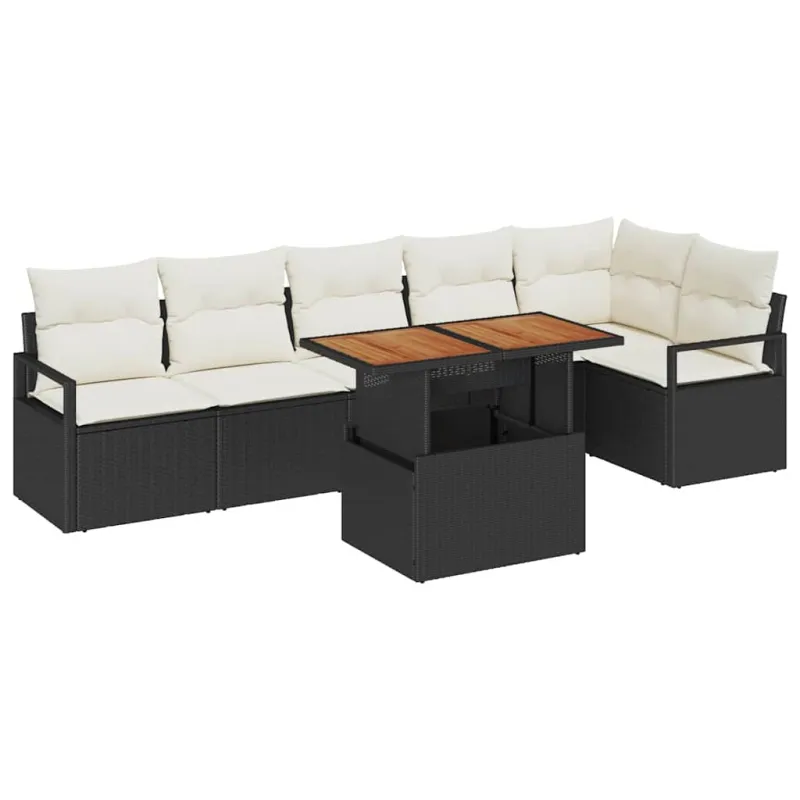 Sodo valgomojo komplektas su pagalve 7 pcs Juoda ir kreminė