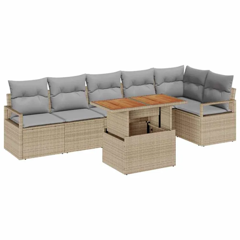 Sodo valgomojo komplektas su pagalve 7 pcs Bežinė ir pilka