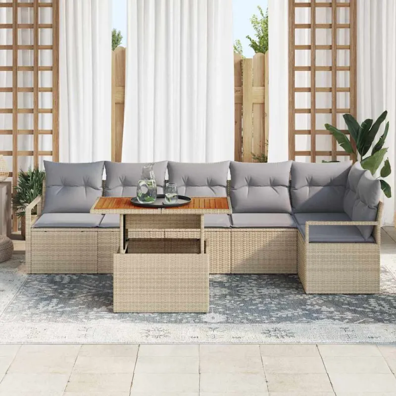 Sodo valgomojo komplektas su pagalve 7 pcs Bežinė ir pilka