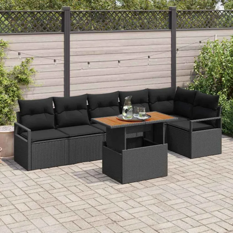 Sodo valgomojo komplektas su pagalve 7 pcs Juoda ir Ruda
